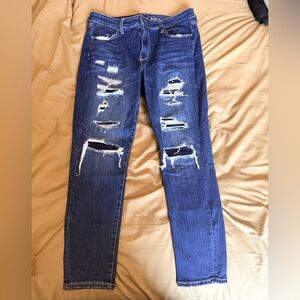 American Eagle Outfitters Men's Ripped Dark Blue Skinny Jeans